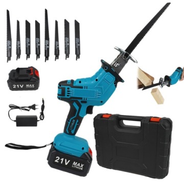 Аккумуляторная сабельная пила 21 В с 8 полотнами и кейсом для транспортировки