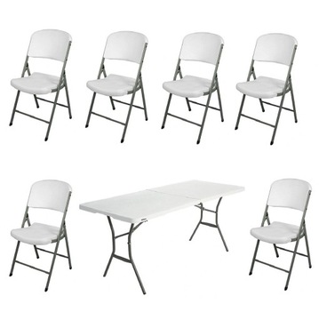WIELKI STÓŁ ROZKŁADANY OGRODOWY 244CM + 6 krzeseł