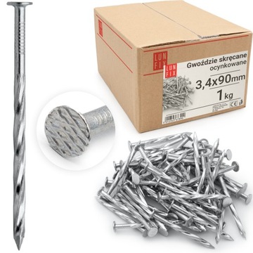 Gwoździe skręcane 3,4x90 ocynkowane 1kg