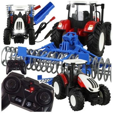 Zdalnie Sterowany Traktor Ciągnik RC na Pilot z Wałem Rolniczym Światła LED