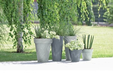 DONICZKA DONICA ozdobna OSŁONKA EFEKT BETONU SZARA BETON EFFECT PLASTI 1,2L