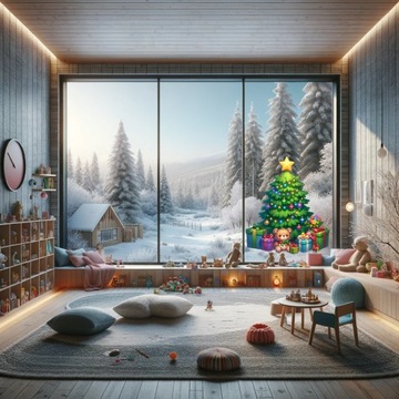 Новогодние наклейки, украшения на окна, стекло 50х60 для детской комнаты. Рождественская елка