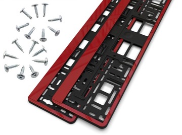 2 X RAMKA POD TABLICE REJESTRACYJNE CZERWONA + 2 kpl. wkrętów GRATIS!!