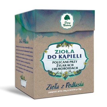 ZIOŁA DO KĄPIELI POLECANE NA ŻYLAKI I HEMOROIDY DARY NATURY 4 x 50g