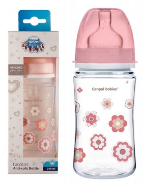 Canpol Butelka Szeroka Antykolk. 240ml 35/217 Róż