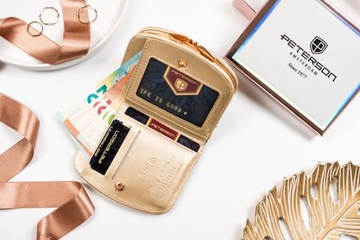 Peterson portfel damski skórzany piękny RFID skóra naturalna zatrzask