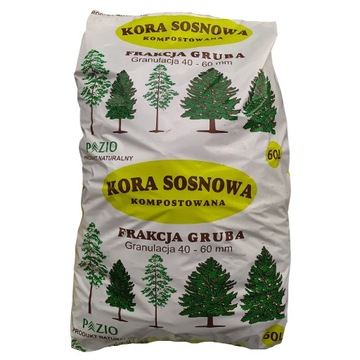 KORA SOSNOWA KOMPOSTOWANA GRUBA 40-60mm 60L DEKORACYJNA