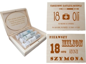 Pudełko zastrzyk gotówki prezent 18 30 40 urodziny