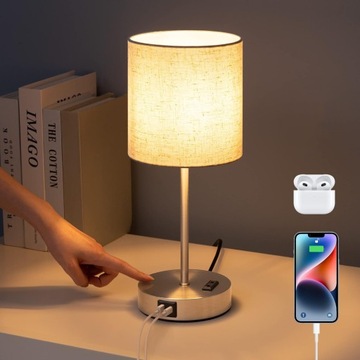 ЛЕННАЯ СВЕТОДИОДНАЯ НАСТОЛЬНАЯ ЛАМПА С СЕНСОРНЫМ УПРАВЛЕНИЕМ 3000K ЗАРЯДКА USB A/Type-C