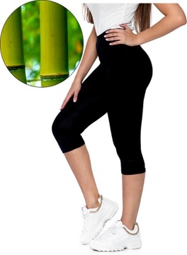 LEGINSY 3/4 bambusowe GETRY CZARNE FIT SPORT XL 2XL