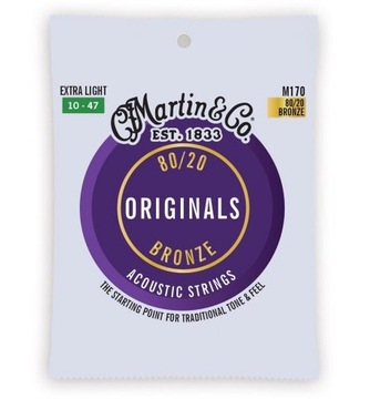 Martin M170 Struny do gitary Akustycznej 10-47 EXTRA LIGHT BRONZE