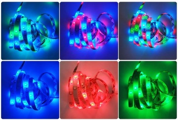 СВЕТОДИОДНАЯ ЛЕНТА SMD ВОДОНЕПРОНИЦАЕМАЯ 5M RGB ЦВЕТНАЯ + IP44 ПУЛЬТ ДИСТАНЦИОННОГО УПРАВЛЕНИЯ