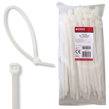 Opaski kablowe zaciskowe BARDZO MOCNE 7,6x250 naturalne trytki ERKO
