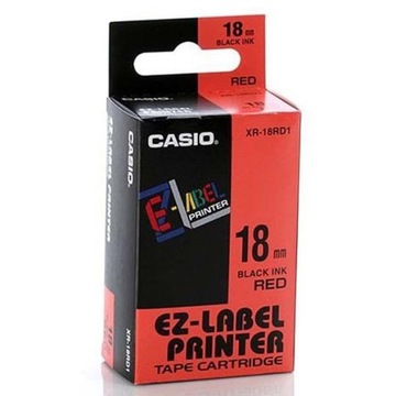 Taśma Casio XR-18RD1 czarny druk, czerwony podkład