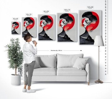 Картина на холсте гостиная спальня абстрактное лицо красный ABST00096 60x90
