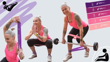 НАБОР ДЛЯ ДОМАШНИХ ТРЕНИРОВОК ФИТНЕС 5 РЕЗИНОВ ТОЛСТЫЙ КОВРИК ДЛИННЫЙ ТВЕРДЫЙ ПРОЧНЫЙ РЕЗИНА