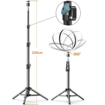 Светодиодная кольцевая лампа с подставкой для макияжа 220см 3 ЦВЕТА + пульт дистанционного управления