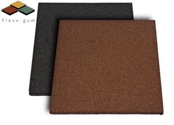 Поверхность детской площадки, резиновая плитка толщиной 2,5 см, красная.