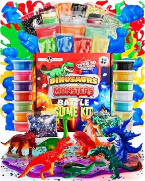 Zestaw do tworzenia slime`ów DINOZAURY I POTWORY BATTLE SLIME KIT 50 elem.