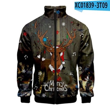 Bluza rozpinana 3D Moda Kurtka ŚWIĄTECZNA ROZ.S-5XL