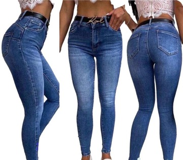 DAMSKIE SPODNIE JEANSY GRANATOWE M. SARA PUSH UP MODELUJĄCE 30