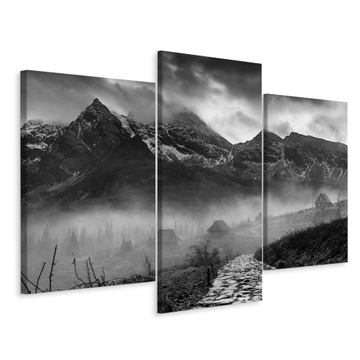 Obraz Tryptyk CZARNO-BIAŁE Góry Pejzaż 3D 120x80