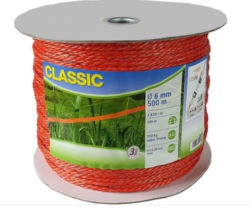 Linka CLASSIC 500m 6mm, 6x0,20mm Inox pomarańczowa