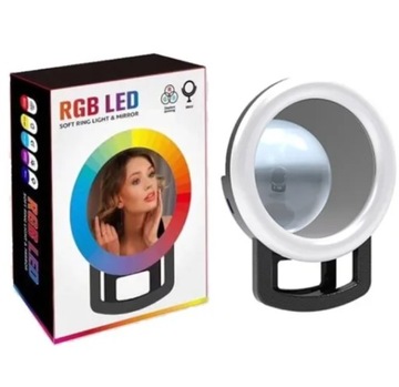 LAMPA PIERŚCIENIOWA Z LUSTERKIEM OKRĄGŁA KOLOROWA