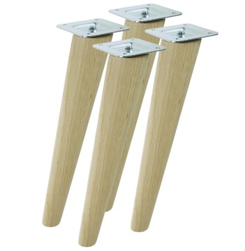 Nogi nóżki 45 cm drewniane dębowe skośne zestaw