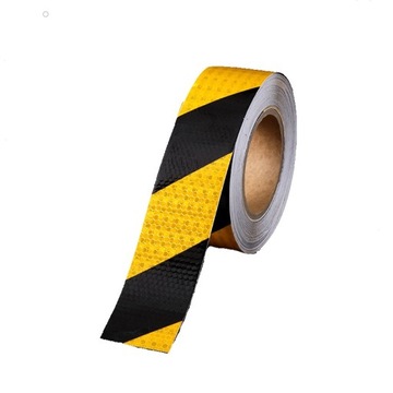 TAŚMA ODBLASKOWA SAMOPRZYLEPNA rolka 5metrów SKOŚNA 5M x 5CM CZARNO - ŻÓŁTA