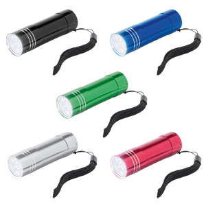 Latarka LED czarna z logo, grawer 100 szt.