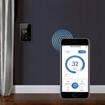 Вертикальный термостат 16A WiFi сенсорный 4,3-дюймовый ЖК-дисплей V черный TUYA