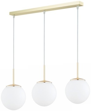 Złota Lampa Wisząca Sufitowa Żyrandol Białe Kule Milo LED E27