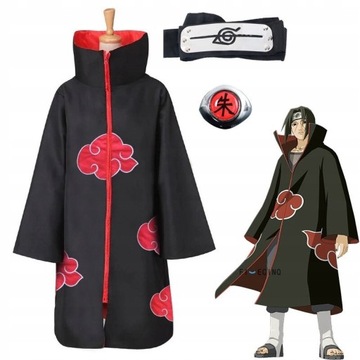 NARUTO ITACHI UCHIHA KOSTIUM AKATSUKI ZESTAW M
