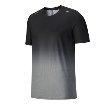 Męska koszulka sportowa T-shirt sportowy z kontrastowymi gradientami kolorów, okrągłym dekoltem, XL