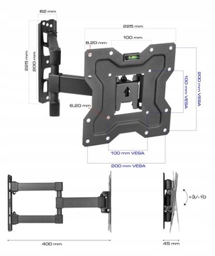 ПРОЧНОЕ УНИВЕРСАЛЬНОЕ КРЕПЛЕНИЕ ДЛЯ ТЕЛЕВИЗОРА VESA ВЕШАЛКА ДЛЯ ТЕЛЕВИЗОРА 15–48 дюймов