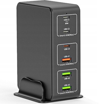 SZYBKA ŁADOWARKA SIECIOWA STACJA ŁADUJĄCA 120W 6 PORTÓW 3xUSB 3xUSB-C
