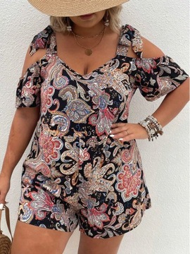 KOMBINEZON LETNI BOHO PAISLEY NA WIĄZANYCH RAMIĄCZKACH CASUAL SHEIN 3XL 46