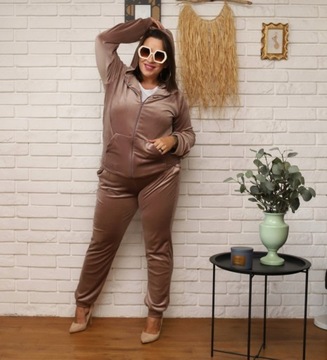 Dres welurowy KOMPLET CAPPUCCINO PLUS SIZE XXL