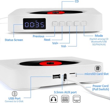ПОРТАТИВНЫЙ CD-ПЛЕЕР BLUETOOTH РАДИО ДИНАМИК