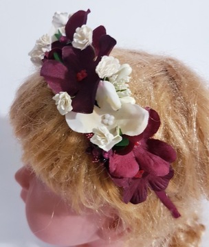 Ecru Flowers Band+Burgundy