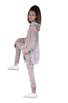 Dres dziewczęcy welur Komplet beżowy Qba Kids