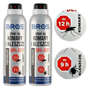 Spray DEET na komary i kleszcze 50% 180ml Bros x2