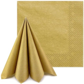 Салфетки бумажные PartyDeco GOLD METALLIC classic металлик 3 слоя. 20