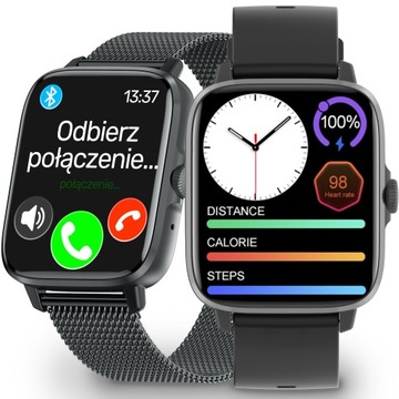 SMARTWATCH ZEGAREK MĘSKI I DAMSKI ROZMOWY SPORT PULS APLIKACJA MENU POLSKIE