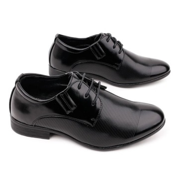 CZARNE BUTY WIZYTOWE CHŁOPIĘCE MŁODZIEŻOWE PÓŁBUTY