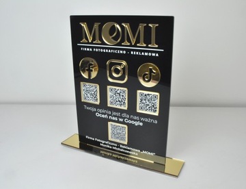 тарелка 16х23см, черная из оргстекла с УФ-печатью, тарелка для социальных сетей, QR-код