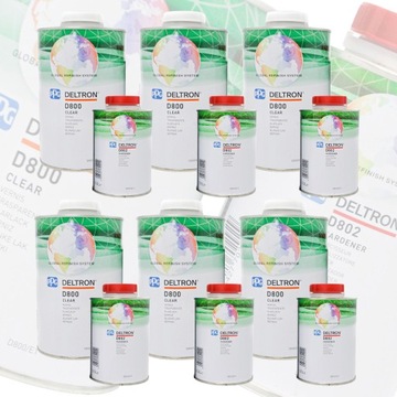 Lakier Bezbarwny PPG DELTRON D800 + Utwardzacz D802 Dwuskładnik Zestaw 6szt
