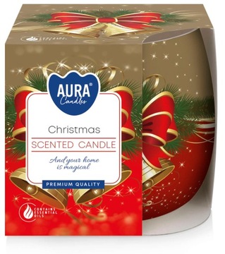 Świeca zapachowa świąteczny wzór BOŻE NARODZENIE 20h śr. 7,9cm Aura candles