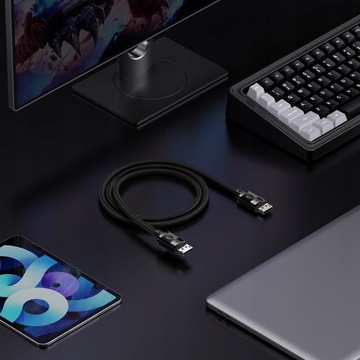 BASEUS KABEL PRZEWÓD DISPLAYPORT 8K 60HZ 2M DŁUGI SZYBKI WYTRZYMAŁY CZARNY